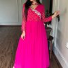 Pink Bandhej Fox Georgette Sequence Embroidery Work Anarkali Gown