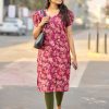 Wine Simmer Silk Office Wear Printed Kurti
