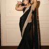 Black VI Chitra Silk Embroidery Sequence Lace Border Saree
