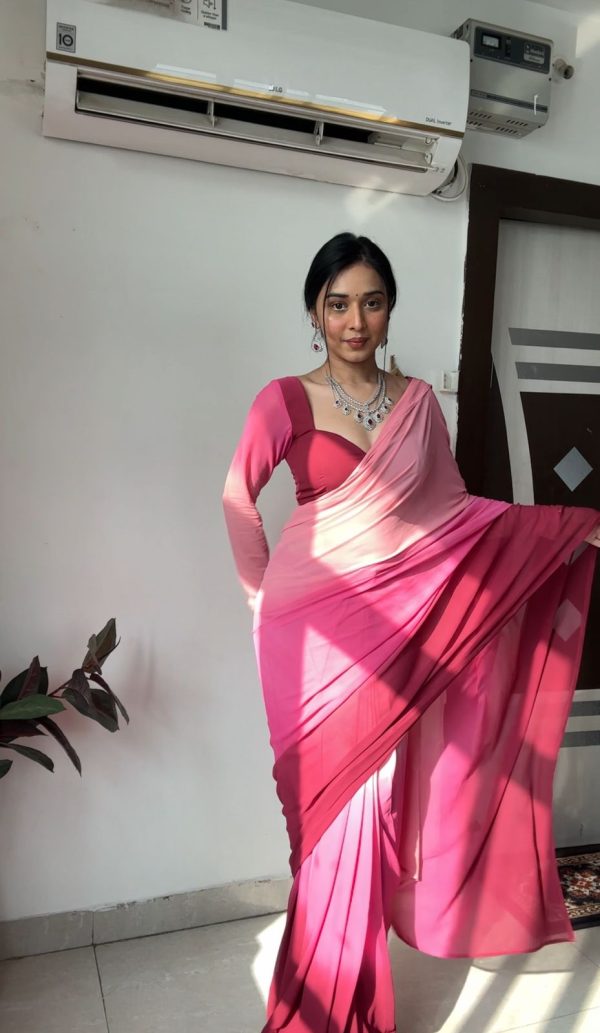 Multi  Soft Georgette Silk Saree - Image 2