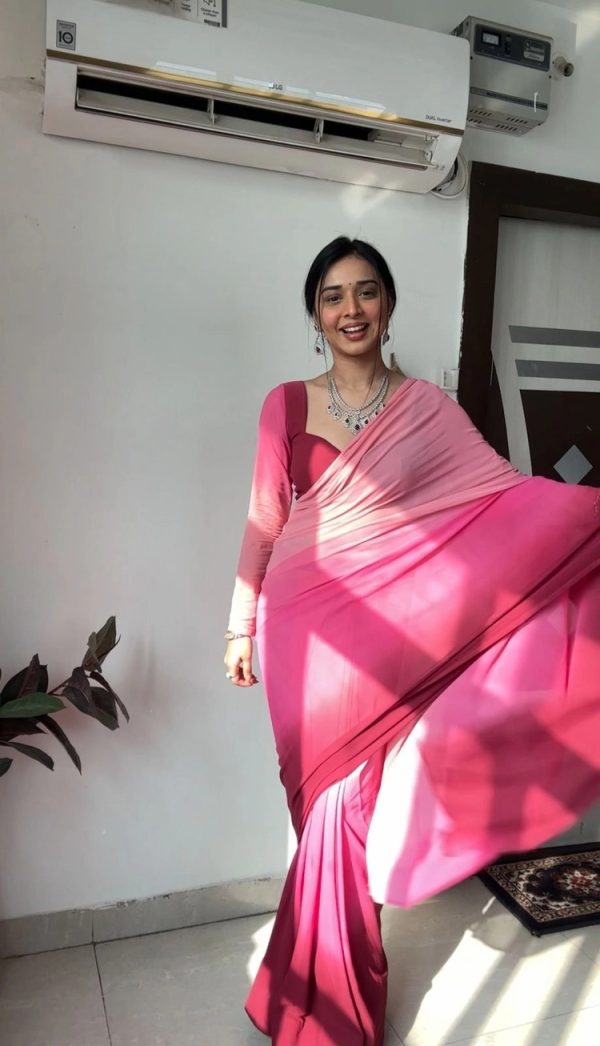 Multi  Soft Georgette Silk Saree - Image 3