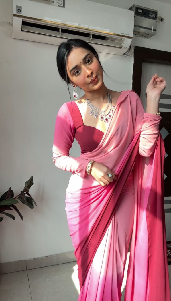 Multi  Soft Georgette Silk Saree - Image 4