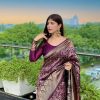 Wine Soft Silk Jacquard Saree
