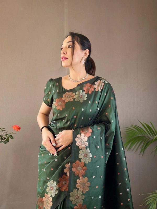 Aglow Green Color Soft Litchi Silk Kubera Pattu Saree