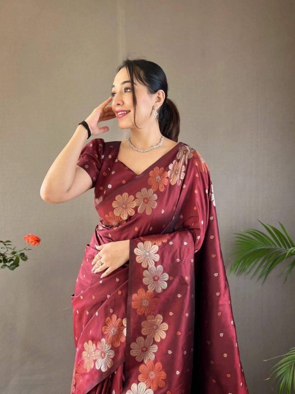 Aglow Red Color Soft Litchi Silk Kubera Pattu Saree