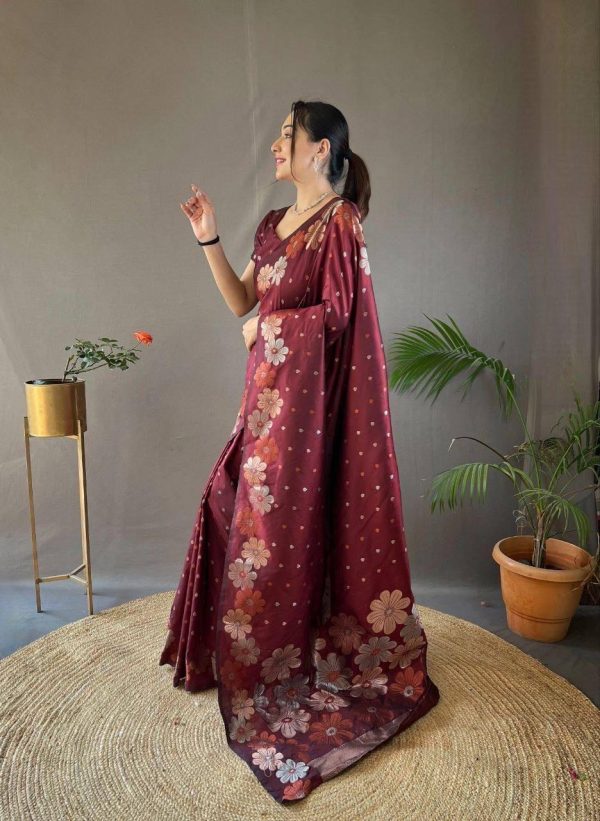 Red Soft Litchi Silk Kubera Pattu Saree - Image 2