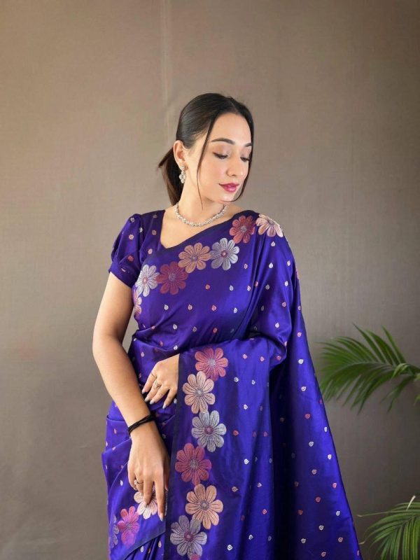 Royal Blue Soft Litchi Silk Kubera Pattu Saree - Image 2