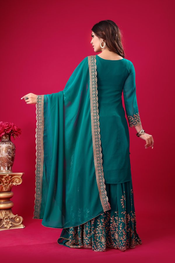 Blue Faux Georgette Embroidery Sequence Work Salwar Suit - Image 7