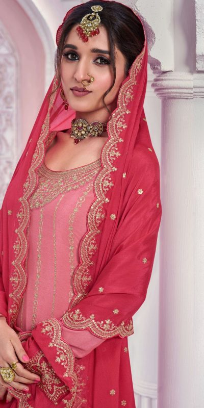 Amazing Light Pink Color Chinon Multi Coding Work Salwar Suit