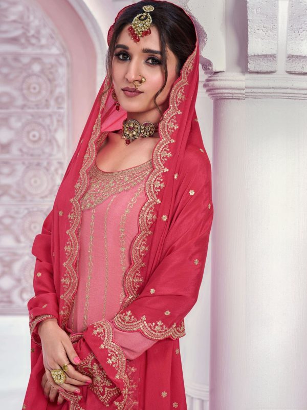 Amazing Light Pink Color Chinon Multi Coding Work Salwar Suit