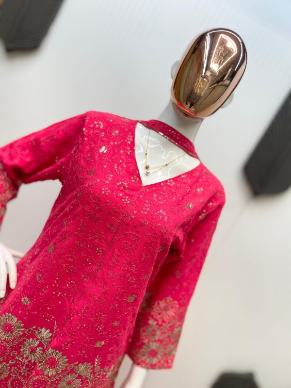 Rani Pink Georgette Sequence Embroidery Work Salwar Suit - Image 3