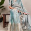 Attractive Blue Color Tissue Shimmer Zari Weaving Work Saree