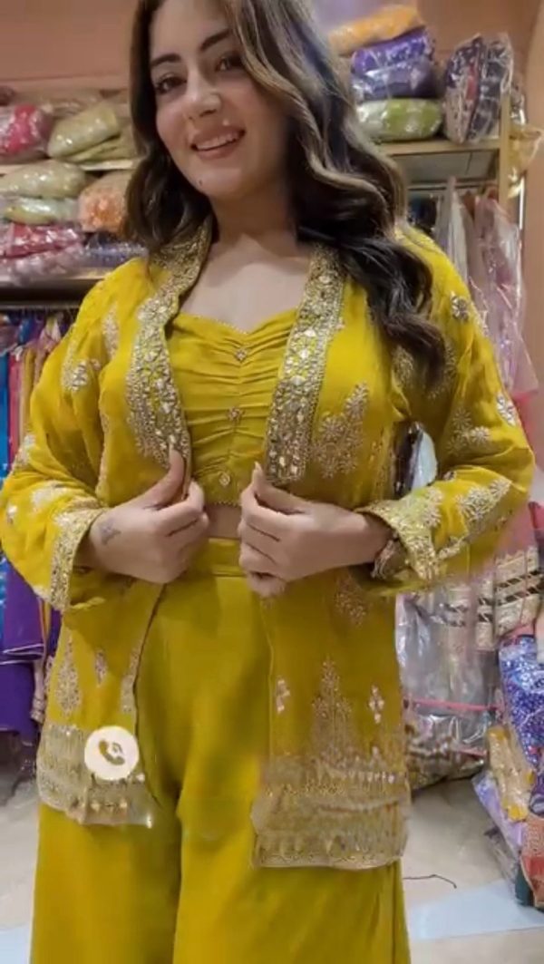 Yellow Georgette Sequence Work Salwar Suit - Image 2