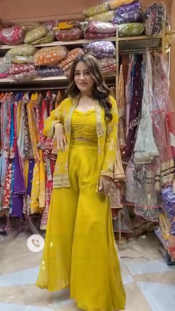 Yellow Georgette Sequence Work Salwar Suit - Image 3