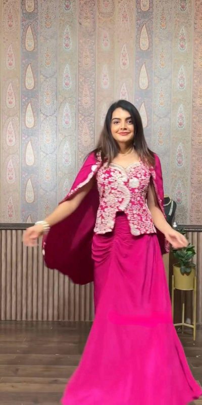 Awesome Pink Color Chinon Sequence Embroidery Work Dhoti Suit