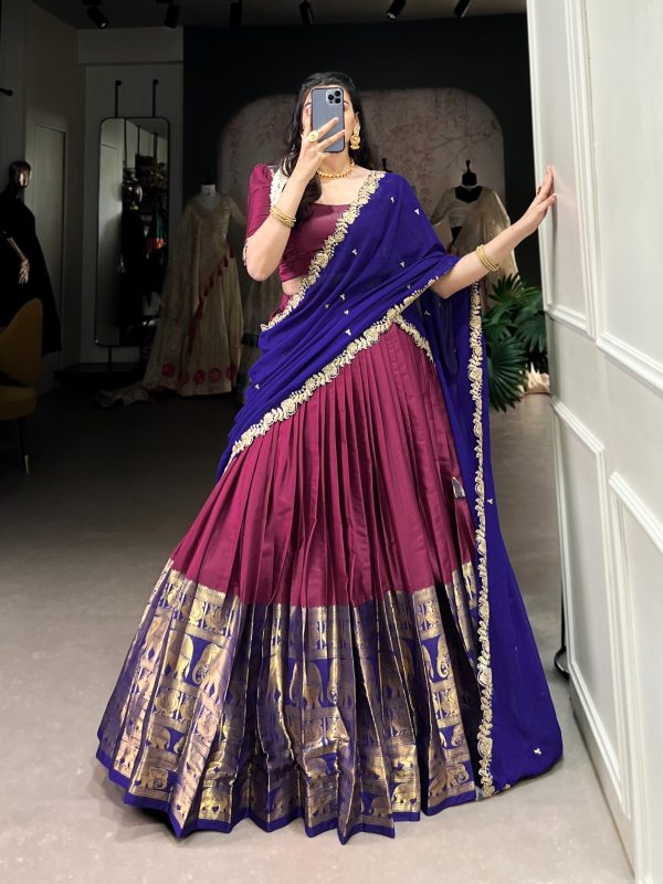 Awesome Pink Color Narayan Pattu Zari Weaving Work Lehenga Choli