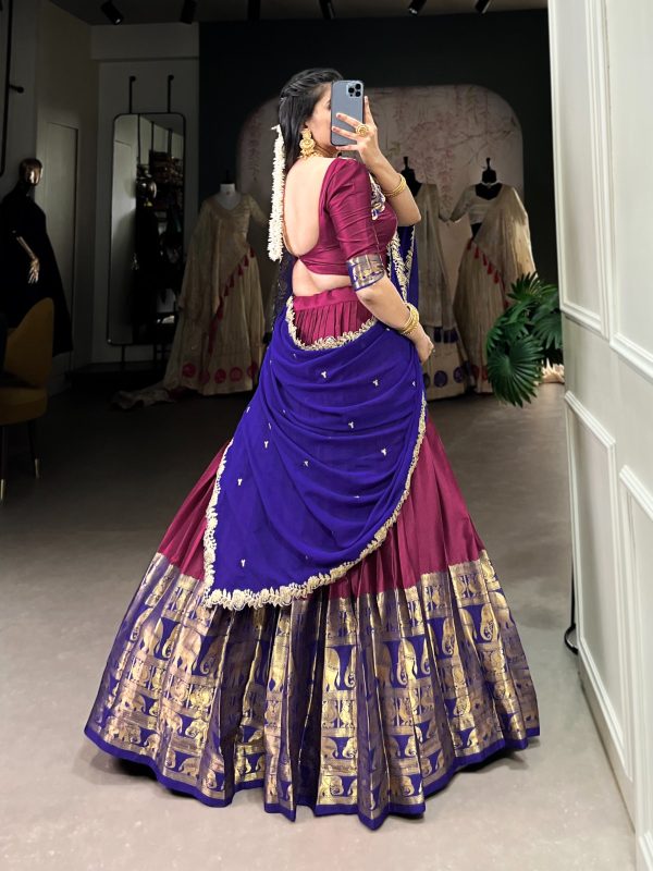Pink Narayan Pattu Zari Weaving Work Lehenga Choli - Image 2