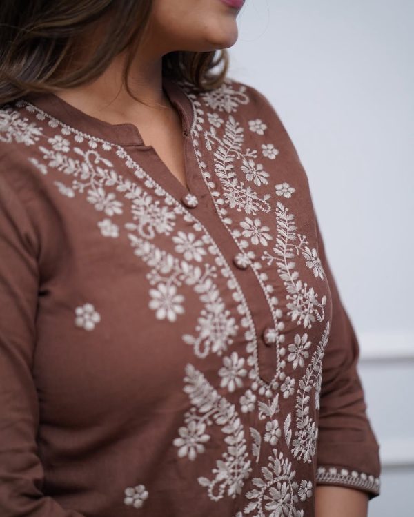 Brown Rayon Embroidery Work Salwar Suit - Image 4