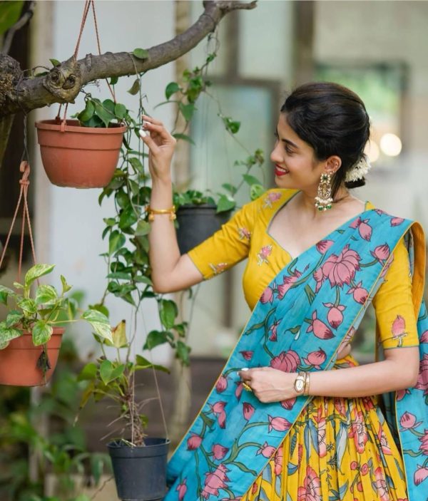 Yellow Chant Crepe Print Lehenga Choli - Image 2