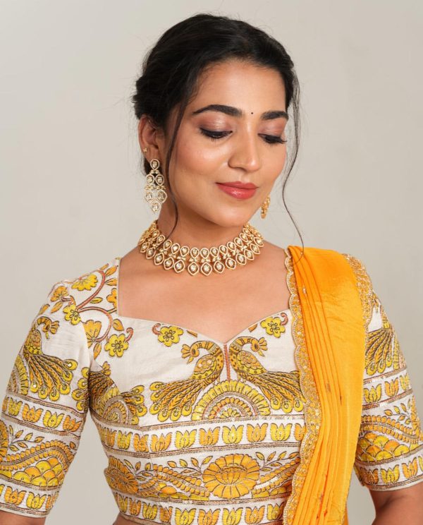 Yellow Cotton Print Lehenga Choli - Image 2
