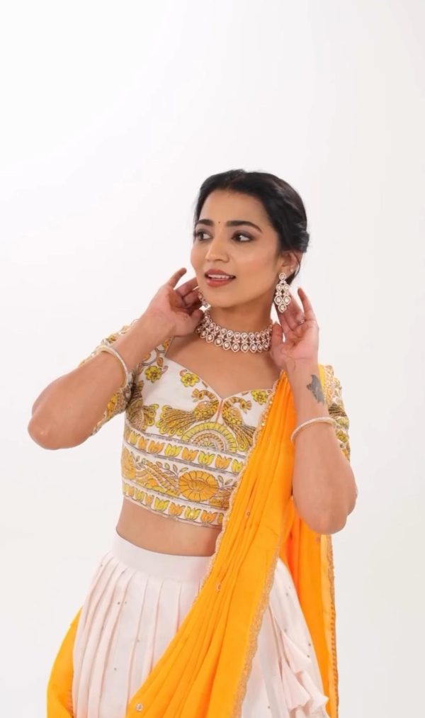 Yellow Cotton Print Lehenga Choli - Image 3