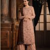 Classic Peach Color Net With Coding Sequence Work Salwar Suit