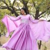 Classic Purple Color Chinon Sequence With Thread Work Gown