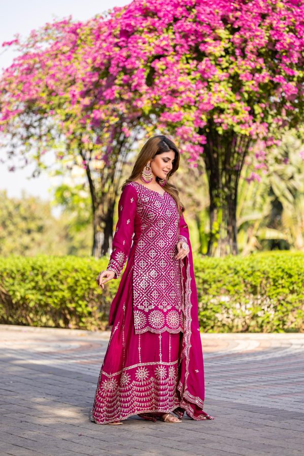 Rani Pink Chinon Thread Sequence Work Salwar Suit - Image 3