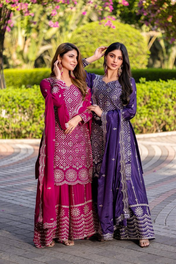 Rani Pink Chinon Thread Sequence Work Salwar Suit - Image 5