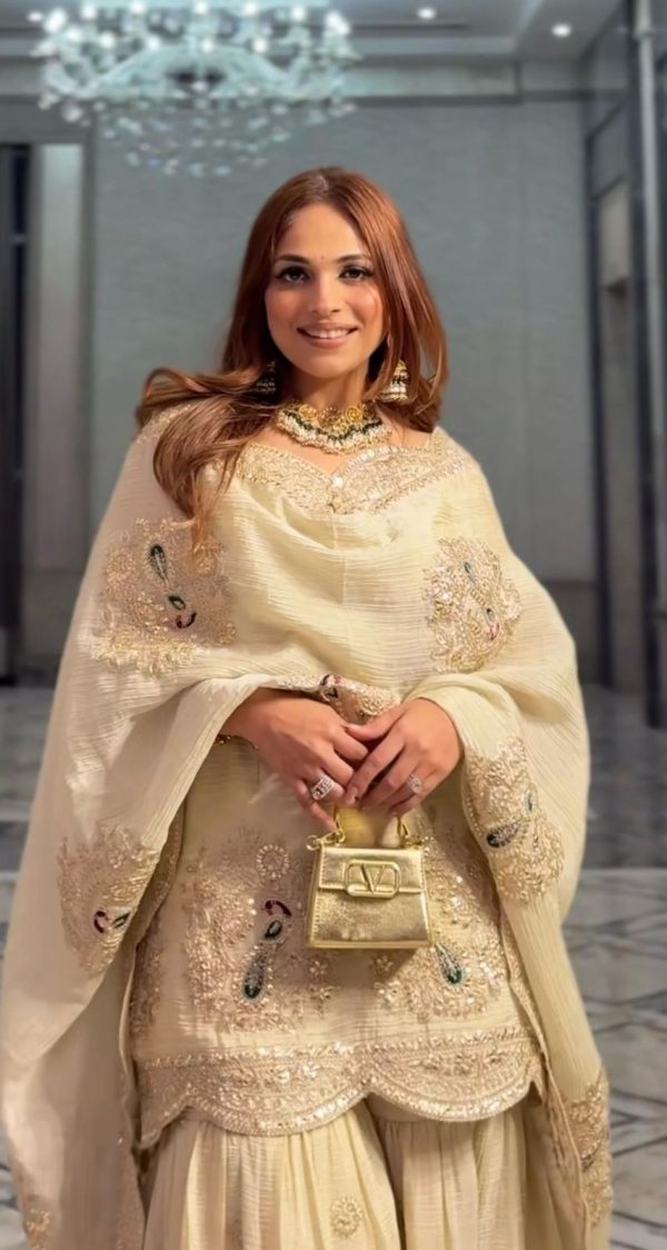 Half White Chinon Silk Sequence Work Salwar Suit - Image 3