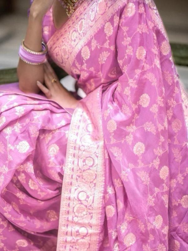 Pink Soft Litchi Silk Kubera Pattu Saree - Image 3