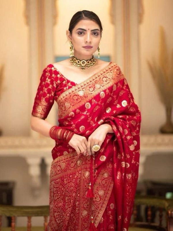 Red Soft Litchi Silk Kubera Pattu Saree - Image 2