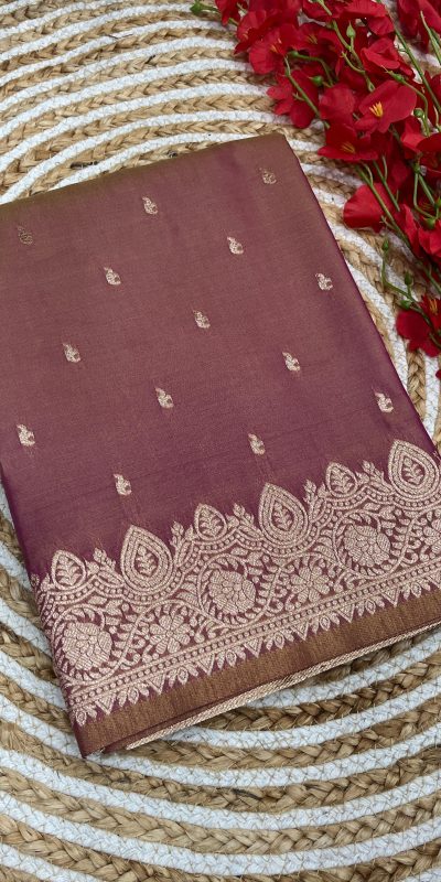 Fantastic Peach Color Banarasi Silk Zari Weaving Rich Pallu Saree