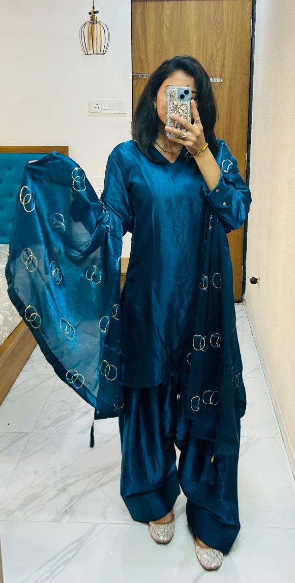Rama Blue Silk Salwar Suit - Image 5