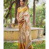 Yellow Soft Litchi Silk Golden Jari Jacquard Border Saree