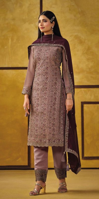 Glowing Pink Color Rangoli Coding Sequence Work Salwar Suit