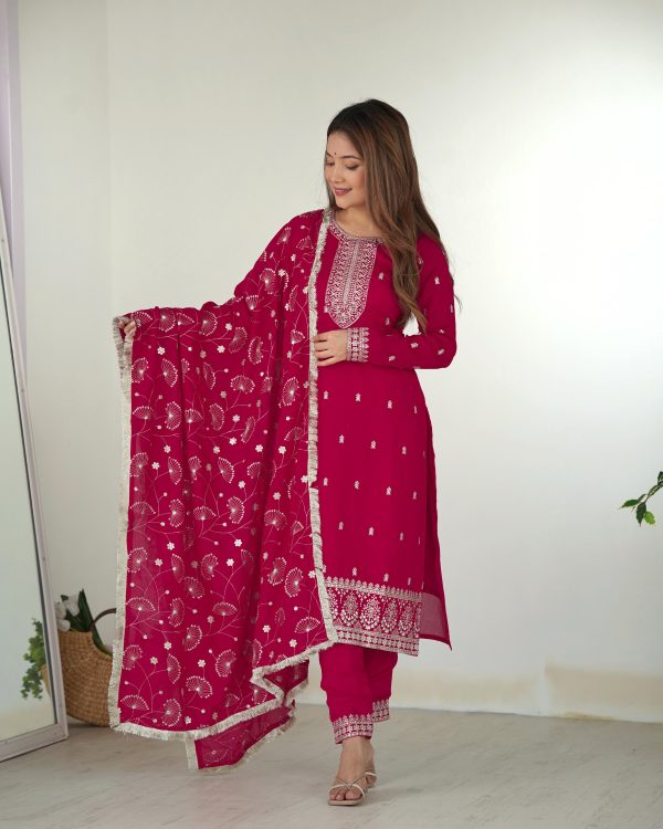 Pink Rangoli Silk Sequence Jari Work Salwar Suit - Image 2