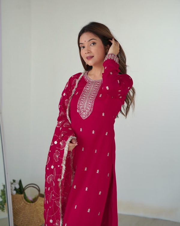 Pink Rangoli Silk Sequence Jari Work Salwar Suit - Image 4