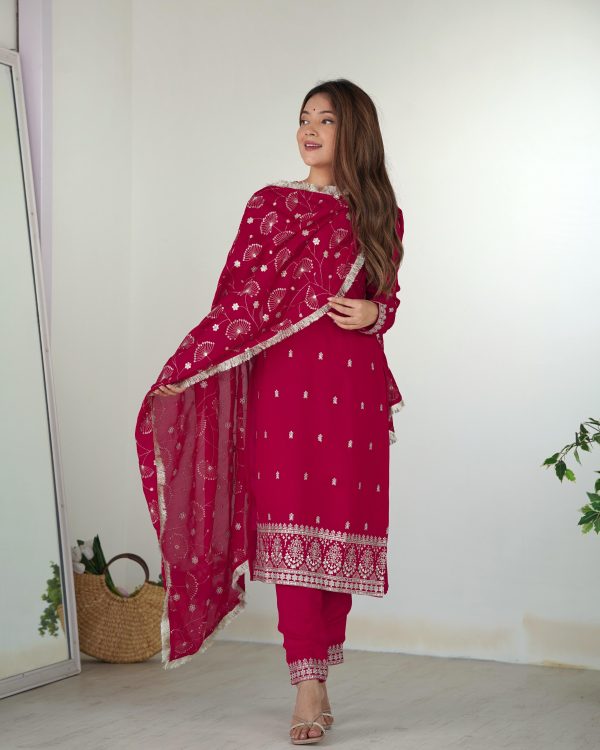 Pink Rangoli Silk Sequence Jari Work Salwar Suit - Image 10