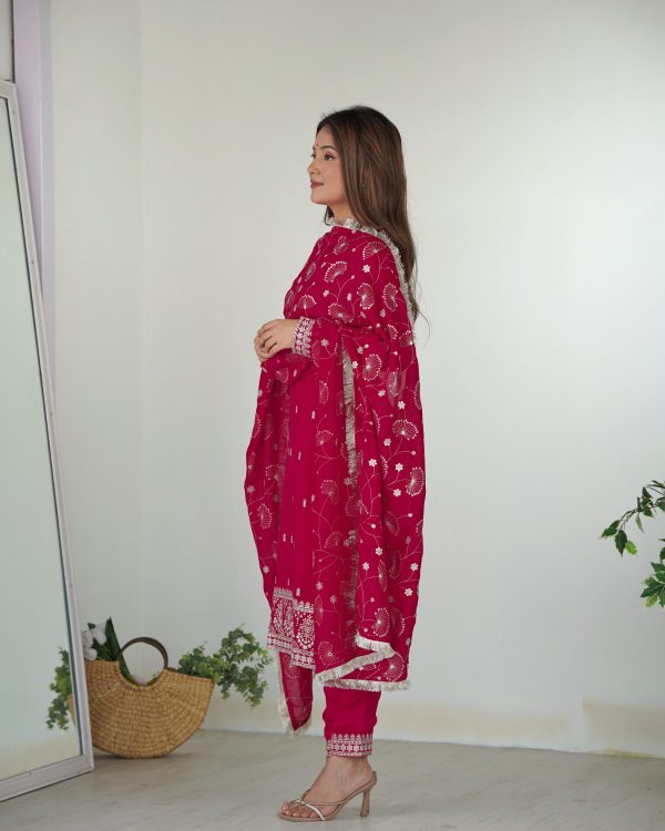 Pink Rangoli Silk Sequence Jari Work Salwar Suit - Image 6