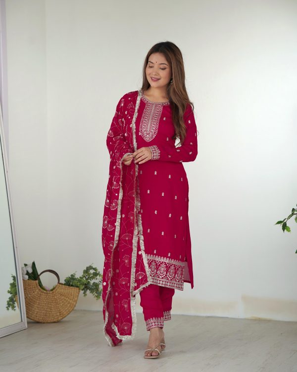 Pink Rangoli Silk Sequence Jari Work Salwar Suit - Image 8