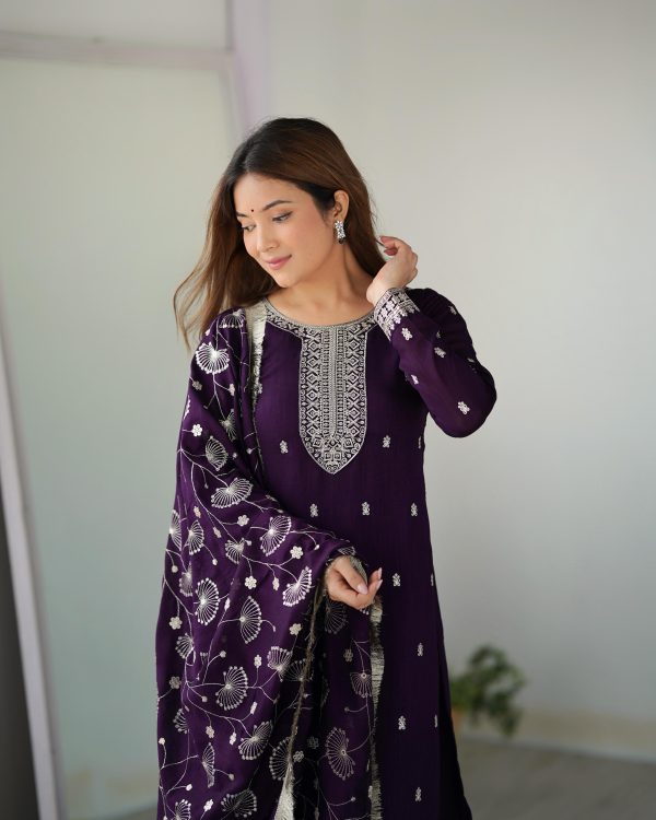Purple Rangoli Silk Sequence Jari Work Salwar Suit - Image 8