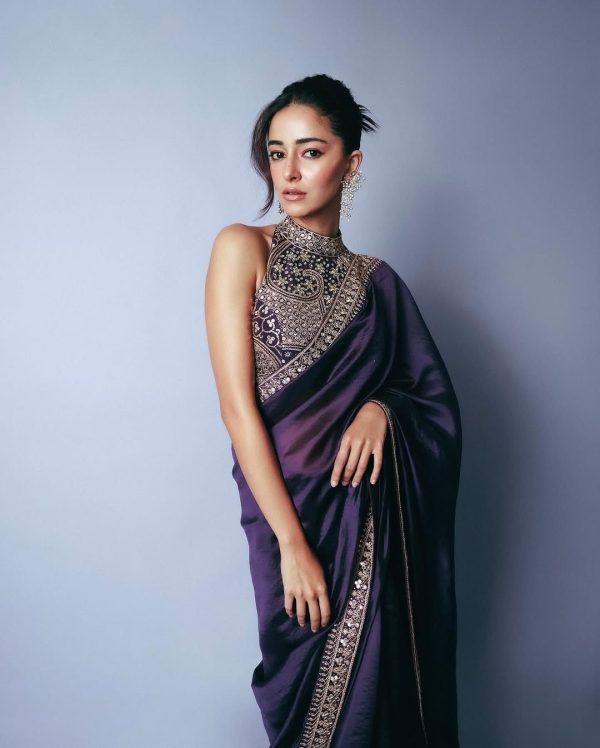 Royal Blue Thread Sequence Work Saree - Image 4