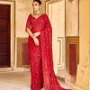 Red Georgette Sequins Embroidery Work Saree