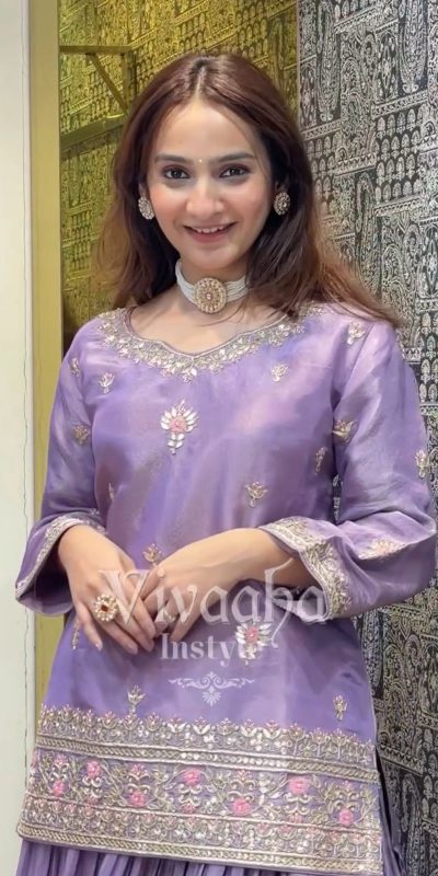 Grand Purple Color Jimmy Choo Silk Sequence Work Salwar Suit