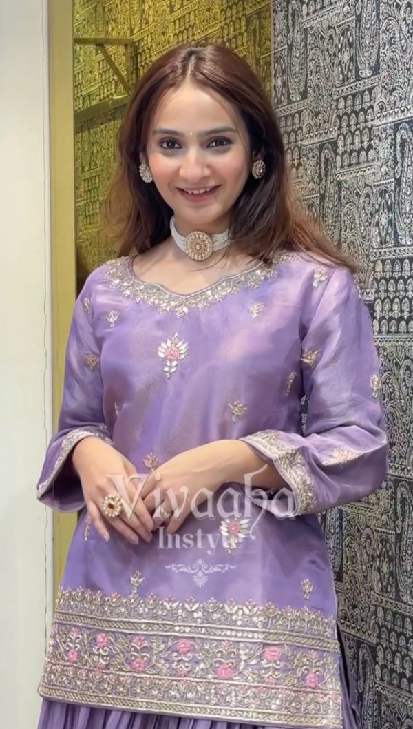 Grand Purple Color Jimmy Choo Silk Sequence Work Salwar Suit