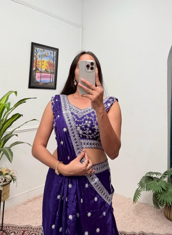 Purple Chinon Embroidery Work Salwar Suit - Image 4