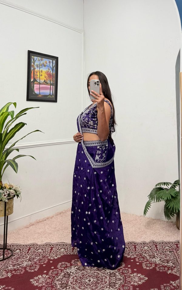 Purple Chinon Embroidery Work Salwar Suit - Image 5