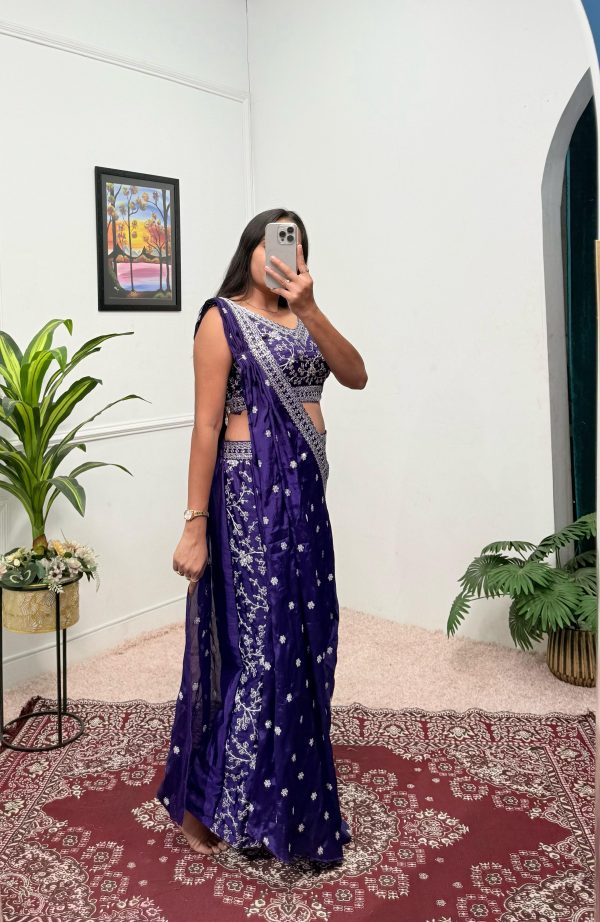 Purple Chinon Embroidery Work Salwar Suit - Image 6