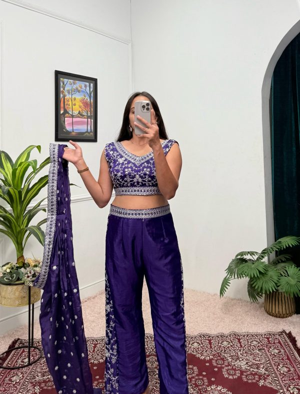 Purple Chinon Embroidery Work Salwar Suit - Image 7